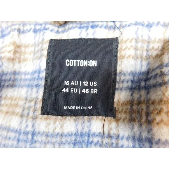 Cotton On 2 Button Plaid Long Coat NWT Size 12 - Picture 13 of 14